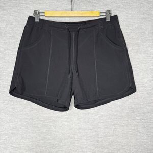 LANDS' END Women's 5” Quick‎ Dry Shorts Swim Cover-up Black Size 10 Dolphin Hem